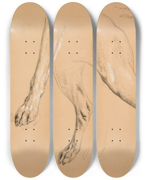 Triptych art skateboard deck of Jacquesraymond Brascassat Tude De Pattes Et Queue De Chien by Jacques Raymond Brascassat (1804-1867) Triptych art skateboard deck of Jacquesraymond Brascassat Tude De Pattes Et Queue De Chien by Jacques Raymond Brascassat (1804-1867)