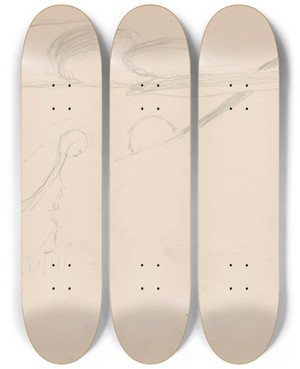 Triptych art skateboard deck of Jules Schmalzigaug Landscape_1 by Jules Schmalzigaug (1882-1917)