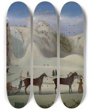 Triptych art skateboard deck of Robert Clow Todd The Ice Cone Montmorency Falls Qubec by Robert Clow Todd (1809-1866)