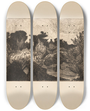 Triptych art skateboard deck of Roderic Oconor Le Verger by Roderic Oconor (1860-1940)