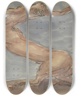Triptych art skateboard deck of Antoine Bourdelle Centaur by Antoine Bourdelle (1861-1929)