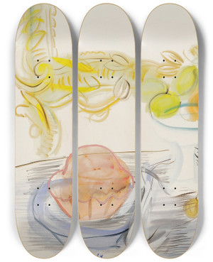 Triptych art skateboard deck of Raoul Dufy Nature Morte La Brioche Et Aux Noix by Raoul Dufy (1877-1953)