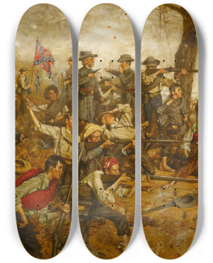 Triptych art skateboard deck of William Gilbert Gaul Holding The Line At All Hazards by William Gilbert Gaul (1855-1919)
