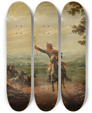 Triptych art skateboard deck of January Suchodolski Cracovian Wedding_2 by January Suchodolski (1797-1875)