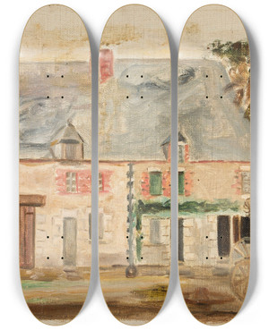 Triptych art skateboard deck of Tadeusz Makowski Koodziej Przed Domem by Tadeusz Makowski (1882-1932)
