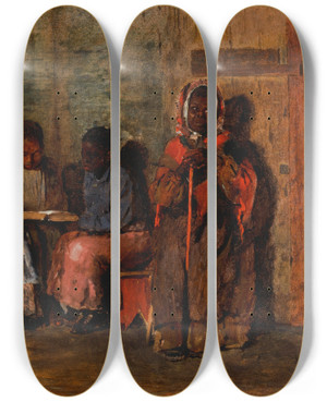 Triptych art skateboard deck of Winslow Homer Sunday Morning In Virginia by Winslow Homer (1836-1910)