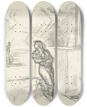 Triptych art skateboard deck of Max Slevogt Hektors Abschied Von Andromache by Max Slevogt (1868-1932)
