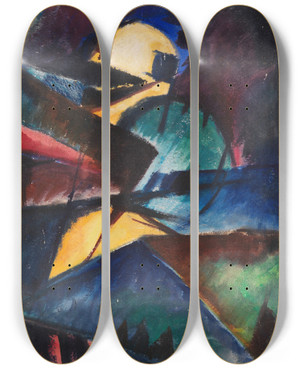 Triptych art skateboard deck of Arnold Topp Ohne Titel by Arnold Topp (1887-1945)