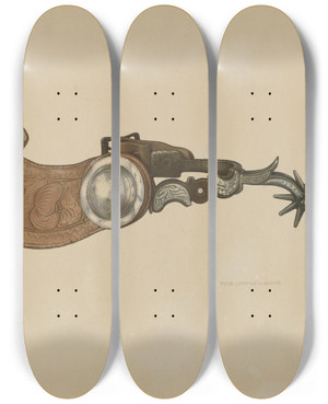 Triptych art skateboard deck of Rose Campbellgerke Spur_1 by Rose Campbell Gerke (1882)