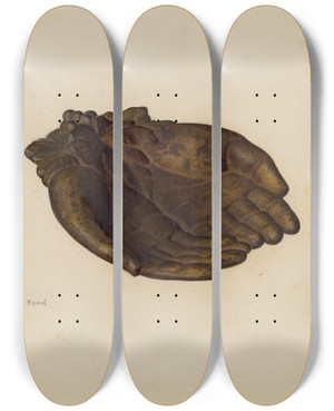 Triptych art skateboard deck of Mildred Ford Visiting Card Tray by Mildred Ford (20-)