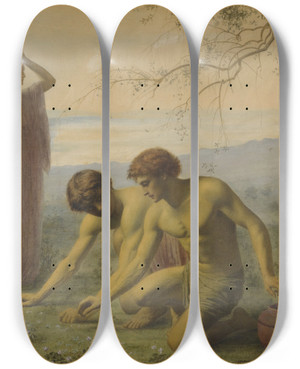 Triptych art skateboard deck of Edward Clifford Israelites Gathering Mana by Edward Clifford (1844-1907)