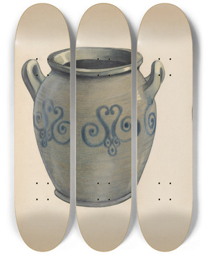 Triptych art skateboard deck of Fred Weiss Crock by Fred Weiss