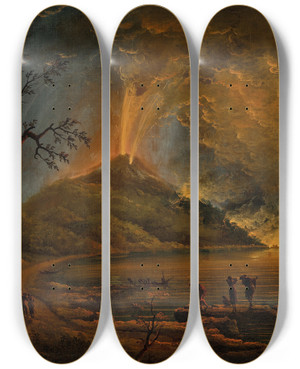 Triptych art skateboard deck of Carlo Bonavia A Volcano Erupting At Night Possibly Mount Etna by Carlo Bonavia (1751-1788) Triptych art skateboard deck of Carlo Bonavia A Volcano Erupting At Night Possibly Mount Etna by Carlo Bonavia (1751-1788)