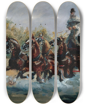 Triptych art skateboard deck of Henri De Toulouselautrec Nice Souvenir De La Promenade Des Anglais by Henri de Toulouse-Lautrec (1864-1901)