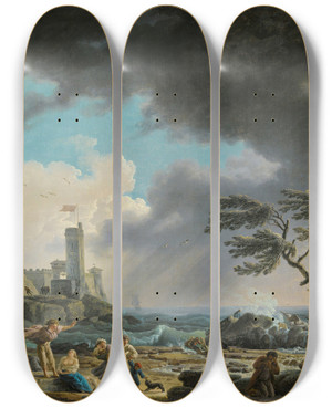 Triptych art skateboard deck of Claudejoseph Vernet A Storm Near A Rocky Coast by Claude Joseph Vernet (1714-1789) Triptych art skateboard deck of Claudejoseph Vernet A Storm Near A Rocky Coast by Claude Joseph Vernet (1714-1789)