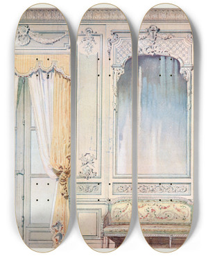 Triptych art skateboard deck of Georges Rmon Chambre A Coucher Transition by Georges Remon (1889-1963)