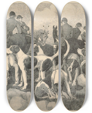 Triptych art skateboard deck of Robert Polhill Bevan The Meet by Robert Polhill Bevan (1865-1925)