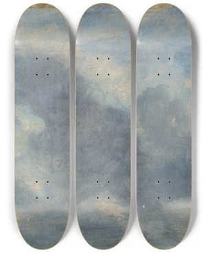 Triptych art skateboard deck of Lionel Constable Sky Study by Lionel Constable (1828-1887)