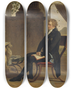 Triptych art skateboard deck of Louis Gauffier Count Gustaf Mauritz Armfelt In Florence by Louis Gauffier (1762-1801)