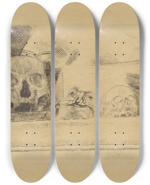 Triptych art skateboard deck of James Ensor Schedels En Maskers by James Ensor (1860-1949)