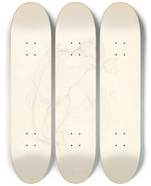 Triptych art skateboard deck of Frederic Leighton Male Figure Study by Frederic Leighton (1830-1896)