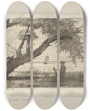 Triptych art skateboard deck of Otto Henry Bacher Lake Erie by Otto Henry Bacher (1856-1909) Triptych art skateboard deck of Otto Henry Bacher Lake Erie by Otto Henry Bacher (1856-1909)