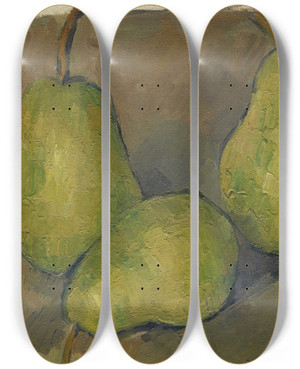 Triptych art skateboard deck of Paul Czanne Three Pears by Paul Cezanne (1839-1906)