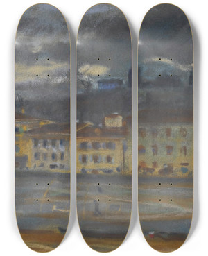 Triptych art skateboard deck of Bohumil Kubita Florence by Bohumil Kubista (1884-1918)