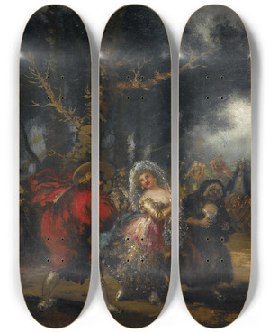 Triptych art skateboard deck of Eugenio Lucas Villamil La Procesin The Procession by Eugenio Lucas Villamil (1858-1918)