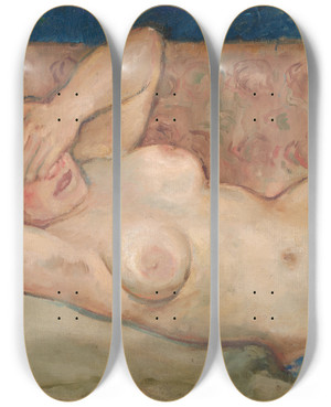 Triptych art skateboard deck of Cyprin Majernk Reclining Nude Shy by Cyprian Majernik (1909-1945) Triptych art skateboard deck of Cyprin Majernk Reclining Nude Shy by Cyprian Majernik (1909-1945)