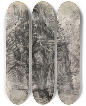 Triptych art skateboard deck of James Ensor Don Quixote_27 by James Ensor (1860-1949)
