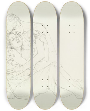 Triptych art skateboard deck of Ida Teichmann Pair Of Lovers by Ida Teichmann Triptych art skateboard deck of Ida Teichmann Pair Of Lovers by Ida Teichmann