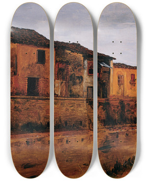 Triptych art skateboard deck of Almeida Jnior Tabatinguera Bridge by Almeida Junior (1850-1899)