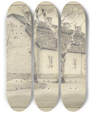 Triptych art skateboard deck of Ferdinand Boberg Alfvestasundby by Ferdinand Boberg (1860-1946)