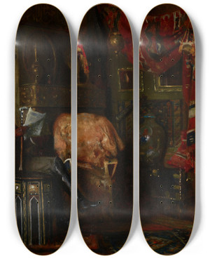 Triptych art skateboard deck of Douglas Volk Portrait Of John Scott Bradstreet by Douglas Volk (1856-1935)