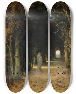 Triptych art skateboard deck of Ferdinand Keller Lady Absinth by Ferdinand Keller (1842-1922)