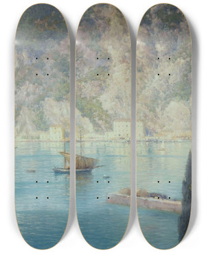 Triptych art skateboard deck of Henrybrokman Port De Riva by HenryBrokman (1868-1933)