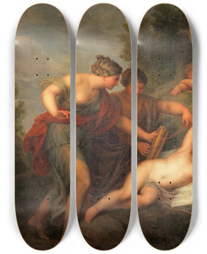 Triptych art skateboard deck of Andries Cornelis Lens The Disarming Of Cupid by Andries Cornelis Lens (1739-1822) Triptych art skateboard deck of Andries Cornelis Lens The Disarming Of Cupid by Andries Cornelis Lens (1739-1822)