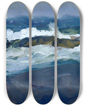Triptych art skateboard deck of George Wesley Bellows Rock Reef Maine by George Wesley Bellows (1882-1925)