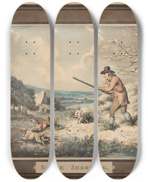 Triptych art skateboard deck of Samuel Howitt Snipe Shooting_2 by Samuel Howitt (1756-1822)