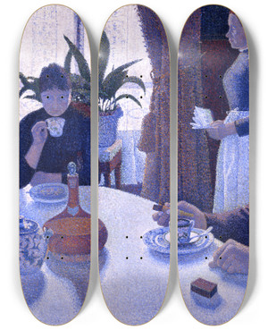 Triptych art skateboard deck of Paul Signac La Salle Manger by Paul Signac (1863-1935)