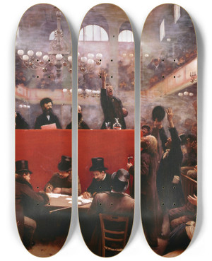 Triptych art skateboard deck of Jean Braud Salle Graffard by Jean Beraud (1849-1935)