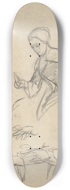 Edwin White - Seated Woman, sketch for Signing of the Compact in the Cabin of theMayflower 8.25 inch art skate deck