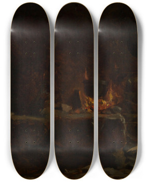 Triptych art skateboard deck of Hans Thoma Herd Im Thomahaus In Bernau by Hans Thoma (1839-1924)