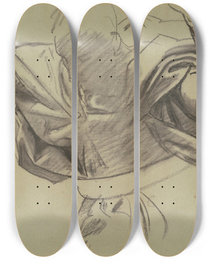 Triptych art skateboard deck of John Singer Sargent Study For Handmaid Of The Lord by John Singer Sargent (1856-1925)