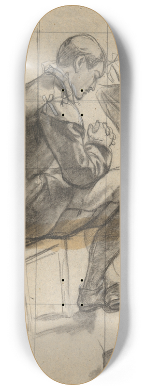Edwin White - Unidentified figure, sketch for Signing of the Compact in the Cabin of theMayflower 8.25 inch art skate deck