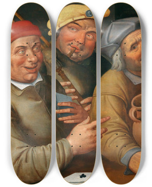 Triptych art skateboard deck of Workshop Of Jan Massys A Merry Company by Workshop Of Jan Massys (1509-1575)