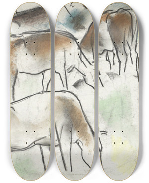 Triptych art skateboard deck of Leo Gestel Enkele Koeien In Een Landschap by Leo Gestel (1881-1941)