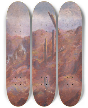 Triptych art skateboard deck of Dezider Czlder From Italian Front Iii by Dezider Czolder (1875-1933)