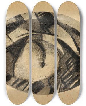 Triptych art skateboard deck of Carl Newman Abstract_2 by Carl Newman (1858-1932)